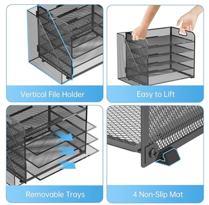 ที่จัดระเบียบโต๊ะทำงาน 5 ชั้น พร้อมที่ใส่แฟ้ม ที่จัดระเบียบอุปกรณ์สำนักงาน และที่เก็บกระดาษ ที่จัดระเบียบเอกสารแบบตาข่ายสำหรับวางบนโต๊ะ - Product Image 5