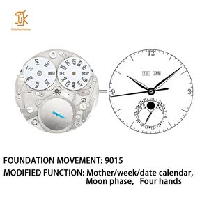 Mouvement de <span class=keywords><strong>montre</strong></span> automatique personnalisé par le fabricant, calendrier à 4 aiguilles, fonction phase de lune, modifié pour Nh35 Miyota 9015 8215 - Product Image 4