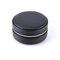 Boîte de rangement ronde pour bijoux en cuir PU, boucles d'oreilles pour femmes et filles