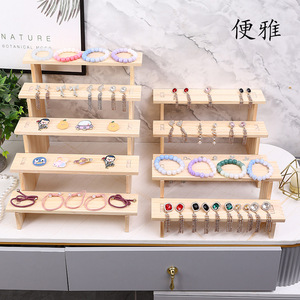Expositor de escritorio tipo caja ciega, escalón de madera, figuras de plantas suculentas en maceta, letreros, muñecas, modelos y adornos - Product Image 4