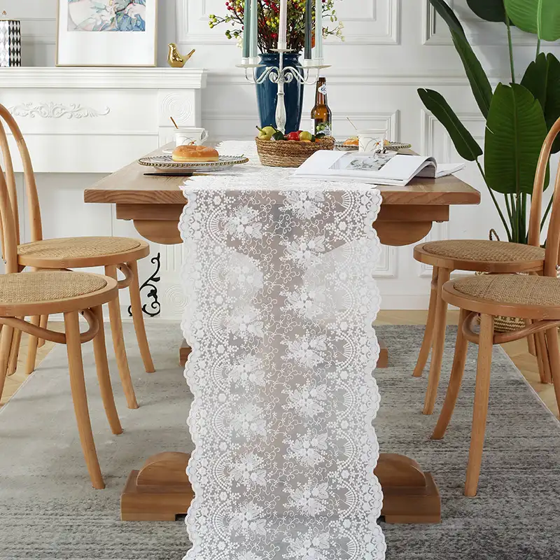 Runner Wholesale Turkey White Wedding Lace Embroidered Dinning Flower Table Runner