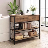 Table console en bois massif simple, minimaliste et moderne avec rangement pour salon, hôtel, meubles de maison