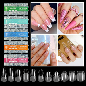 Extra Long Soft Gel Nail <strong>Tips</strong> 600Pcs Box Ultra Thin No Need to File Half Matte Press on Nails for Nail Extension and Manicure - Product Image 1