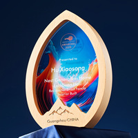 Trophée en bois gravé sur mesure avec finition champagne, reconnaissance d'entreprise pour événements professionnels et sportifs, coffret cadeau inclus
