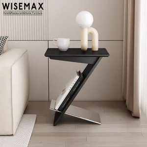WISEMAX 가구 북유럽 모던 스타일 거실 가구 Z 모양 단단한 나무 작은 커피 테이블 홈 고품질 끝 테이블