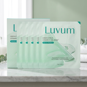 Masque en gel à la vitamine C aux agrumes verts, 5 feuilles, blanchissant, raffermissant, anti-rides, hydratant pour le visage, tous types de peau - Product Image 3