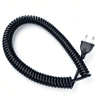 Câble spiralé de type prise EU, vente en gros, prise européenne coréenne à 2 broches, cordon d'alimentation AC standard EU, câble à ressort, cordon d'alimentation pour ordinateur