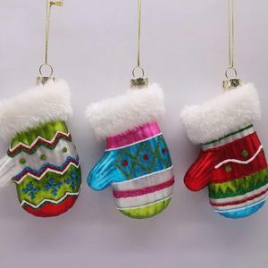 Haute Simulation Verre Gants Artisanat Décoration 4CM Gants <span class=keywords><strong>De</strong></span> Noël Décoration Traditionnelle Rouge Vert Bleu Gants - Product Image 1