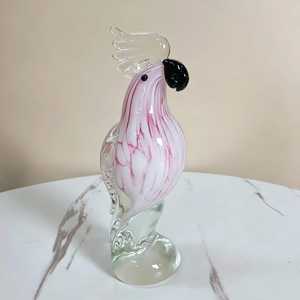 Figura de Cacatúa Rosa de Cristal de Murano Soplado a Mano, Escultura de Animal de Arte Moderno, Decoración Artística con Cúpula de Cristal - Product Image 6