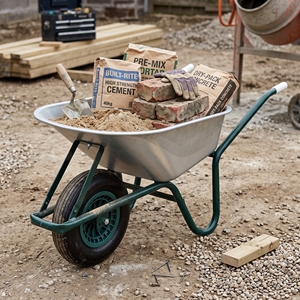 WB5008 110L Brouette de chantier robuste avec roue 4.00-8, plateau métallique en acier thermolaqué, chariot de jardin - Product Image 5