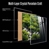 Art mural moderne en porcelaine cristalline 30x40cm, peinture de paysage brillante HD avec cadre en aluminium noir pour la décoration de la maison et du salon