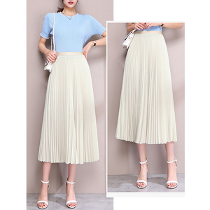 <span class=keywords><strong>Jupe</strong></span> mi-longue plissée en Satin pour femmes, automne <span class=keywords><strong>hiver</strong></span>, taille haute, fluide, ligne a - Product Image 2