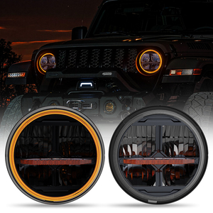 ไฟหน้า LED ทรงกลม 7 นิ้ว สว่างพิเศษ ไฟสูง/ต่ำ รองรับมาตรฐาน IP68 พร้อมไฟ DRL สีขาว และไฟเลี้ยวสีเหลืองอำพัน สำหรับรถจี๊ป - Product Image 1