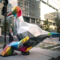 Statue d'extérieur moderne en fibre de verre YUWEI, motif animal abstrait en forme de diamant, couleur personnalisée, emballage en bois pour décoration publique