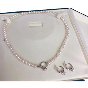 Zhuji Wholesale Luxury Natural <b>Pearl</b> <b>Necklace</b> <b>Set</b> 8-7MM Strong Near Slight Flaws Gold Silver Exquisite Buckle Hard Style - Product Image 5