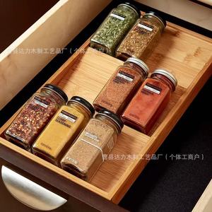 Bamboo Spice Rack Rectangle <b>Desktop</b> <b>Standing</b> Type Kitchen Organizer Multifunctional For Storing Spices Ingredients - Product Image 2