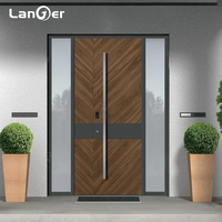Porte pivotante en bois de teck massif de luxe moderne personnalisée pour l'intérieur Porte d'entrée finie de sécurité pour l'extérieur coulissant avant de la maison