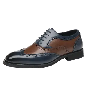 Gran tamaño 37-48 hecho a mano de alta calidad de grano de la PU de cuero de Oxford Zapatos de vestir para hombres de negocios 5112