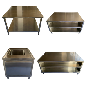 HELAXEN Edelstahl Schwerlast-Werkbank mit Höhenverstellbaren Beinen Gebürstete Matte Oberfläche 300kg/<span class=keywords><strong>m</strong></span> Gewerbliche Küche - Product Image 2