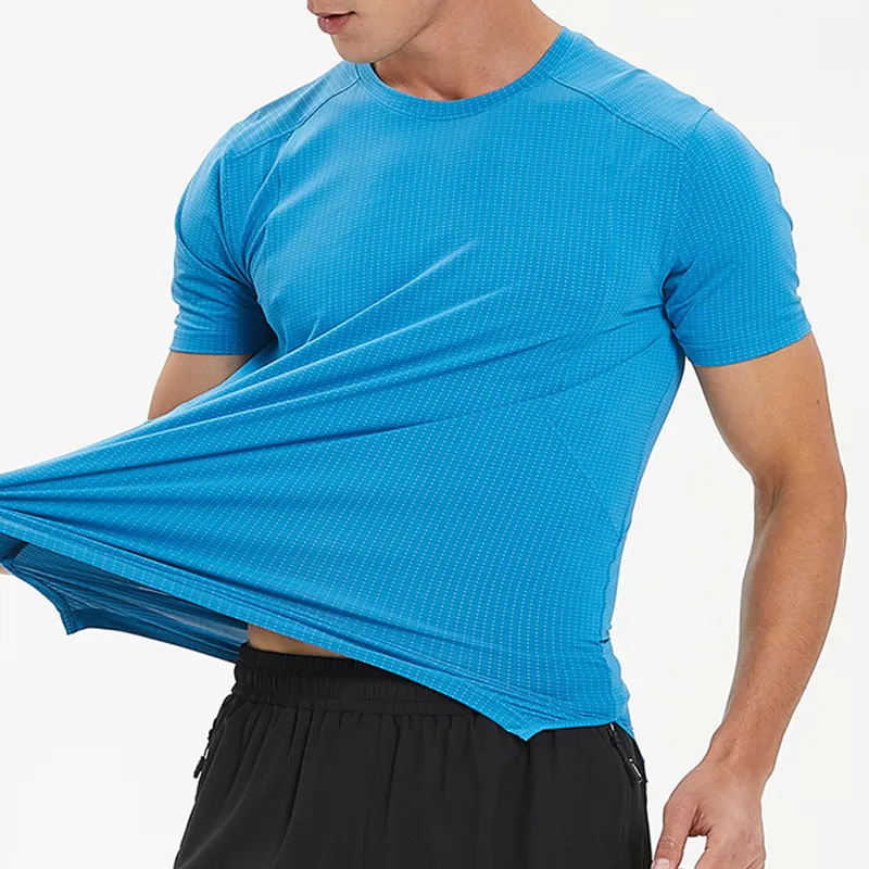 High Elastic Gym T-shirts Ropa De Hombre Gym Fitness Male Sport Shirts Breathable Mesh T Shirt For Men