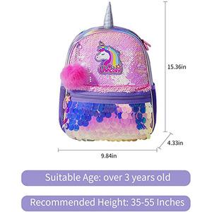 Zaini scolastici per bambini zaini per <span class=keywords><strong>unicorno</strong></span> per ragazze borsa per ragazze borsa per scuola con paillettes zaino per bambini animale per bambini - Product Image 3