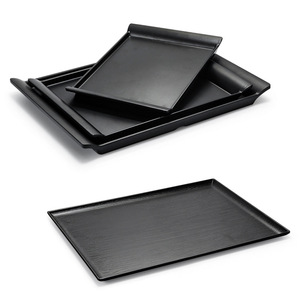Black Rectangular Serving <b>Tray</b> Melamine Hotel <b>Tea</b> Coffee Drink <b>Tray</b> Commercial Storage <b>Tray</b> Solid Color 5212 - Product Image 3