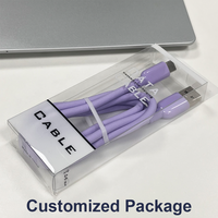 Kabel USB Type-C ke Type-C Silikon Berbusa Ungu Berkualitas Tinggi 60W PD Pengisian Cepat Sinkronisasi Data 1m 3.28ft
