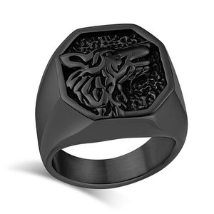 Anillo de Acero Inoxidable en Oferta, Anillo de Hombre con Cabeza de Lobo en Plata, Negro y Oro, Anillos de Compromiso y Boda de Acero Inoxidable, Regalo para Parejas - Product Image 3