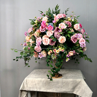 Boule de fleurs artificielles ronde Muwei - Élégante boule de pompons suspendue pour la décoration de plafond de mariage, allée et fête