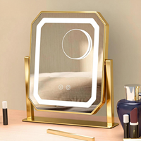 For Style Touch Control LED Makeup Mirror with 3 Lighting Modes Detachable 5x Magnifier Pocket Mirror Metal Frame