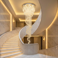 Lustre moderne nordique en cristal long pour hall de duplex, villa, escalier, hôtel, club, salle de banquet, éclairage suspendu