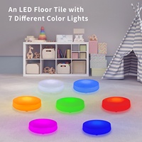 Produits de divertissement sportif pour enfants Tuiles de piste de danse rondes interactives rougeoyantes Carreaux de sol LED Jeu Lumière de fête de luxe
