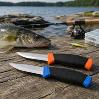 Couteau à poisson de 4 pouces en acier inoxydable pour trancher et fileter avec gaine en plastique – Cuchillo Pesca Pier Boat Kitchen Meat Veg. Outils de camping