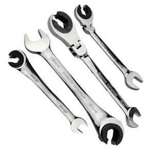 8-19mm Heavy Duty Dual-use Fixed Head Open End Flare Nut Flexible Tubing Ratchet Wrench