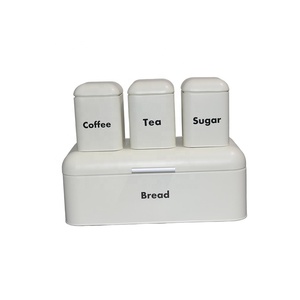 Boîte à pain pour comptoir de cuisine, conteneur de rangement pour pain en métal avec boîtes à café, thé et <span class=keywords><strong>sucre</strong></span>, ensemble <span class=keywords><strong>vintage</strong></span> de boîte à pain et de boîtes - Product Image 1