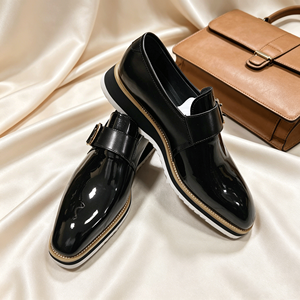 Chaussures à boucle légère rehaussant la taille en cuir verni, style mocassin, pour l'automne, baskets habillées à semelle épaisse, brillantes et confortables - Product Image 2