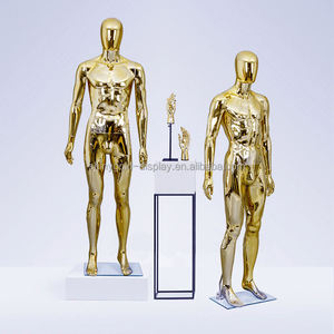 Mannequins Homme Musclés Dorés et Argentés Brillants pour Vitrine de Boutique de Mode – Présentoirs Corporels Complets en Chrome - Product Image 3