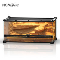 Tangki Terarium Kaca Reptil dengan Papan Latar Belakang Desain 3D Khusus, Tampilan Alami Realistis dengan Daya Tahan Lama, Berbagai Ukuran