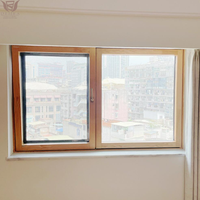 Fenêtre à battant DEMEA moderne en bois recouvert d'aluminium, résistante aux ouragans, double vitrage trempé, ouverture manuelle pour maison résidentielle