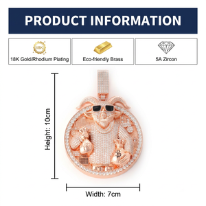 จี้รูป<span class=keywords><strong>แพะ</strong></span>ฮิปฮอปสุดเทรนดี้ ชุบทองคำสีกุหลาบ ทำจากทองเหลือง ประดับถุงเงินและเพชรซิคอนเกรด 5A - Product Image 6