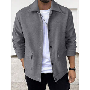 Veste pour homme, <span class=keywords><strong>manteau</strong></span> d'automne et d'<span class=keywords><strong>hiver</strong></span>, polaire épaisse, nouveau velours côtelé, coupe ample, trench-coat court, col à revers - Product Image 1