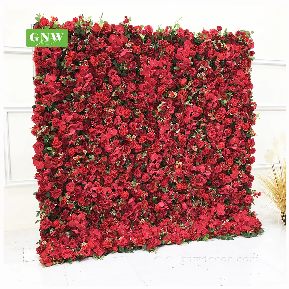 Gnw 3d rosa vermelha e orquídeas flor enrolado, backdrop, casamento, palco, decorações, painel de fundo, foto booth decor