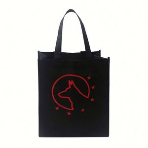 Custom Logo Printed Travel Shopping Recycled Animal Print <b>Black</b> Tote Reusable Non-Woven Packaging <b>Bag</b> - Product Image 3