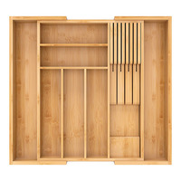 Organisateur de tiroir à couverts extensible en bois, cinq couleurs, réglable, pour rangement séparé en cuisine