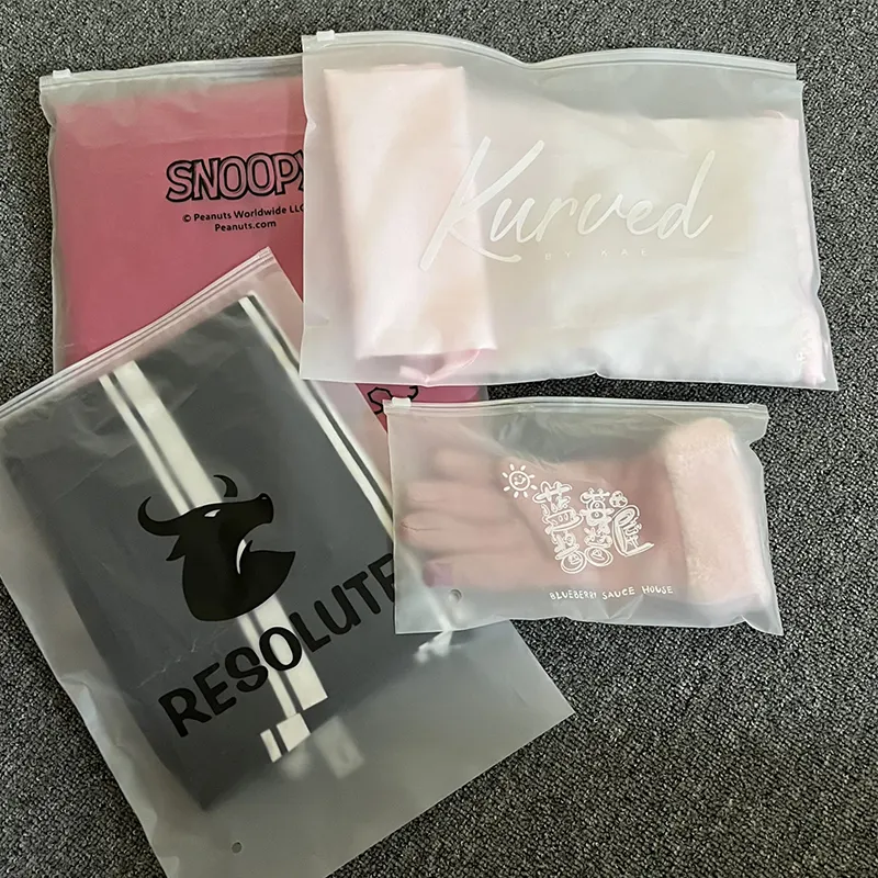 Custom logo zip bag ECO new Plastic pack Waterproof T Shirt translucence Packaging Matte Frosted Zipper Lock Bags for Clothing