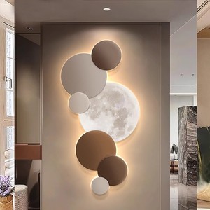 Quadro Decorativo LED Verticale Moderno di Lusso per Ingresso, Dipinto Circolare <span class=keywords><strong>Luna</strong></span> per Corridoio e Passaggio - Product Image 5