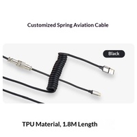HEXGEARS Kabel Keyboard Gulung TPU 1.8m, Kabel Data Pengisian Daya Tipe C ke USB A dengan Konektor Aviation untuk Keyboard Mekanik