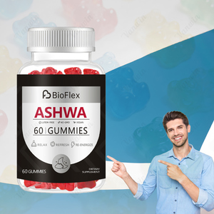 Extracto de raíz de Ashwagandha vegana orgánica de etiqueta privada OEM, gomitas de vitamina D2 natural, suplemento para aliviar el estrés, suplementos herbales - Product Image 1