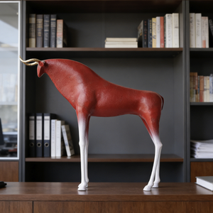 Décoration murale abstraite en métal noir et rouge Evelyn, motif cheval, pour salon, entrée, ou salle d'exposition - Product Image 3