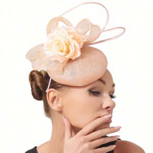 Luxury Bride Fascinator Linen New Hemp <b>Ladies</b> Fashion Sinamay Fascinator <b>Hat</b> - Product Image 4